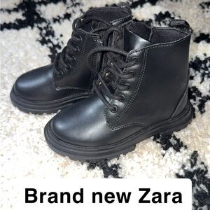 Zara Kids Classic Black Lace-Up Boots
